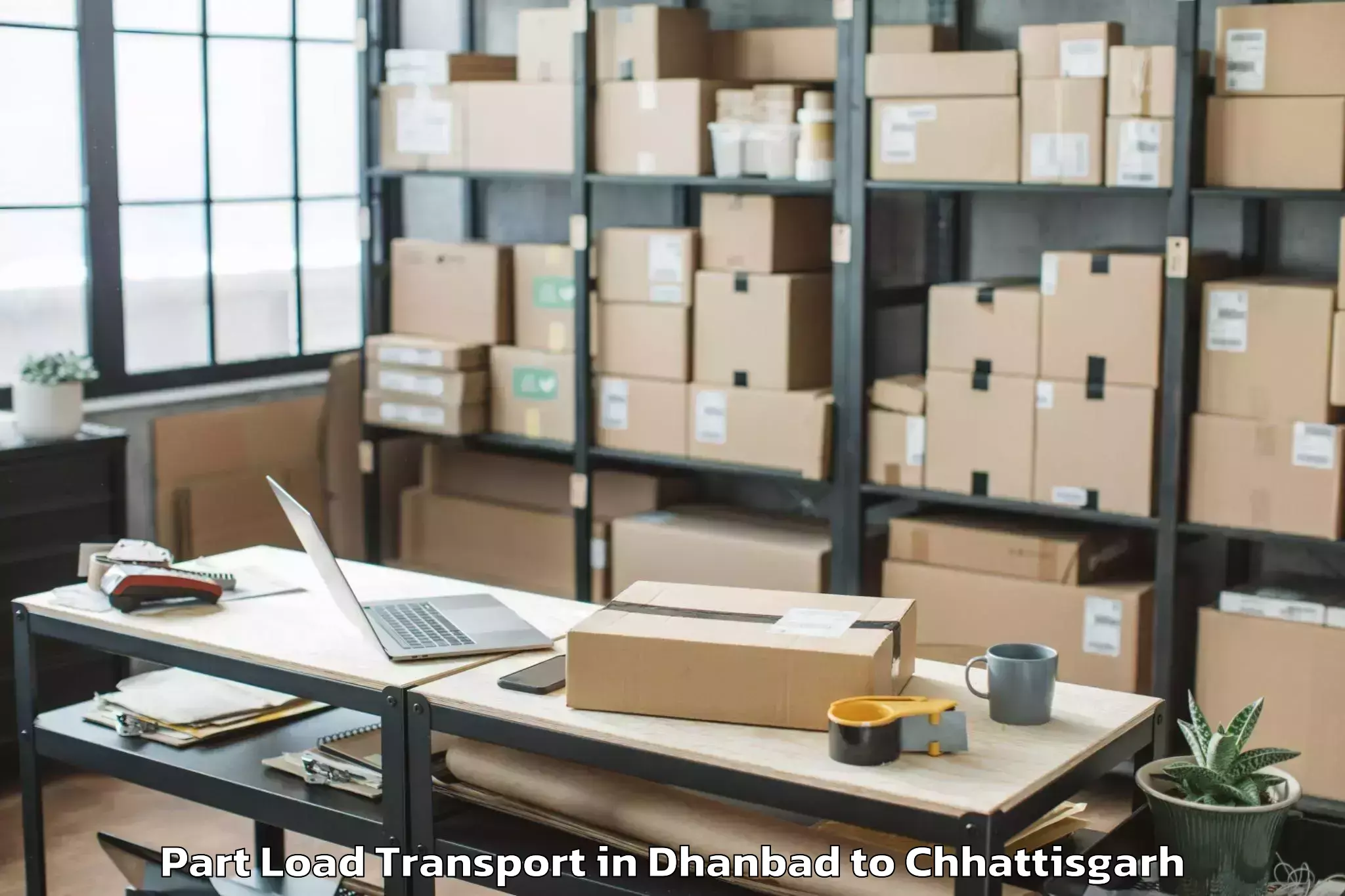 Book Dhanbad to Bhopalpattnam Part Load Transport Online